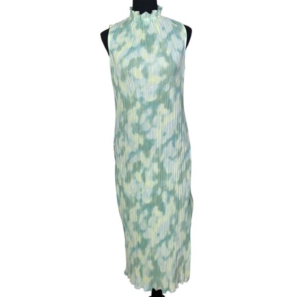 Future Collective Gabriella Kareffa Women's Sz XXS Watercolor Plisse Midi Dress - Picture 2 of 9